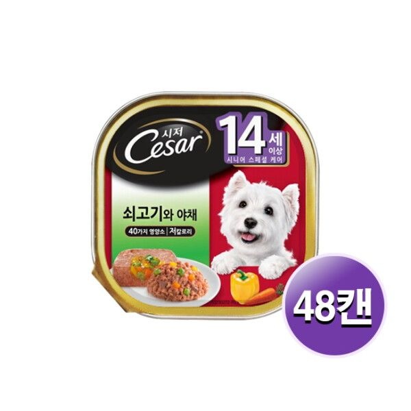 [브이펫] 시저 14세이상 쇠고기와야채 100G 48캔
