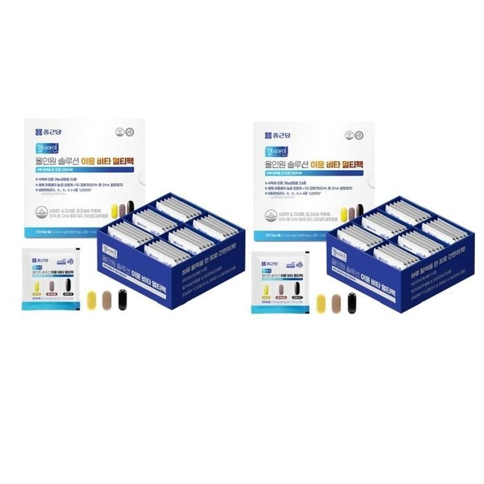 [종근당] 종근당 헬시아민 올인원 솔루션 이뮨 비타 멀티팩 3140mg x 30포 1+1 총2개 총60포 가족건강 학교