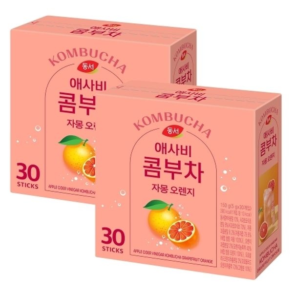 동서 애사비 콤부차 자몽 오렌지 30T x 2개