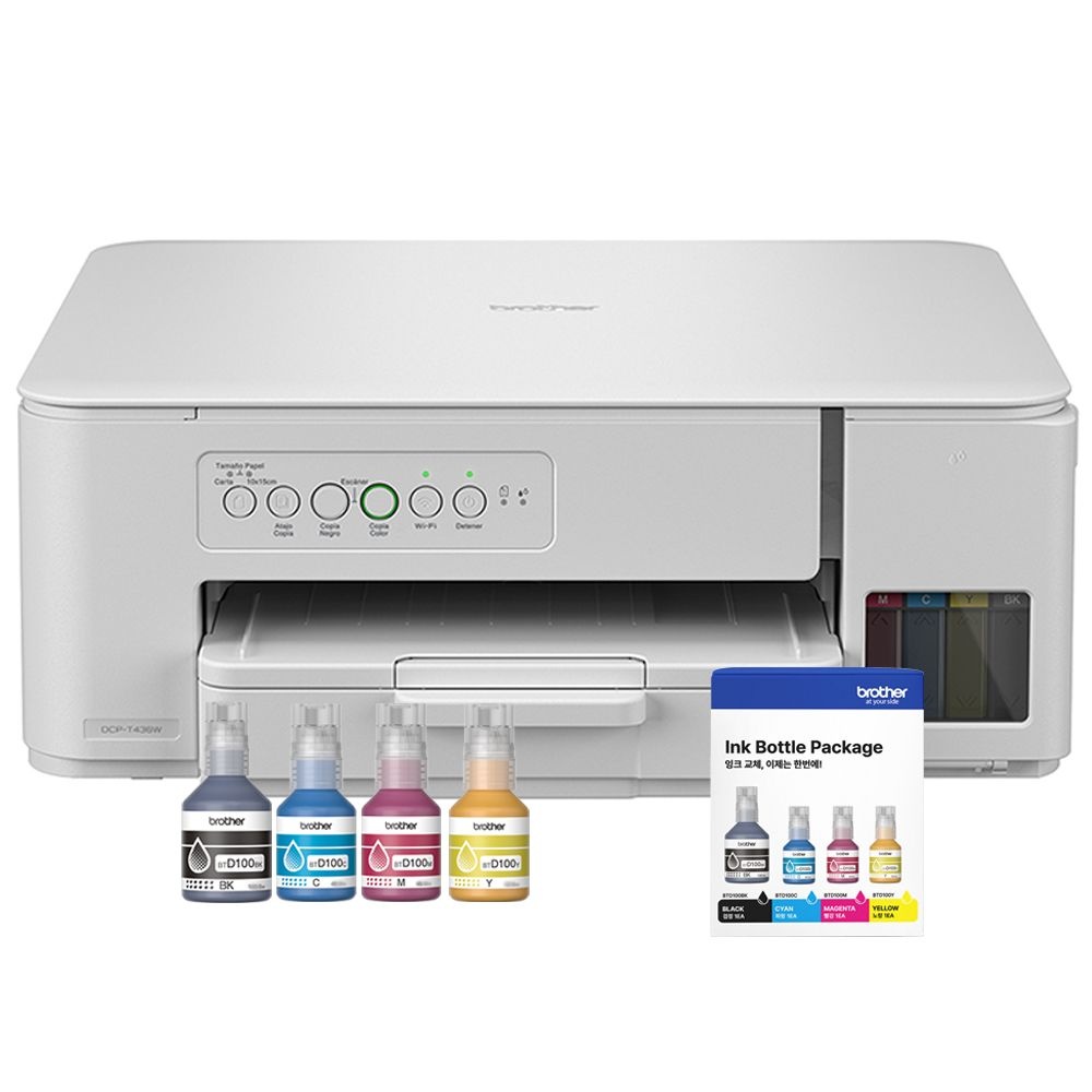 브라더 DCP-T436W + 기본잉크포함 + 추가 잉크 1세트 상품 무한잉크복합기 AS연장이벤트
