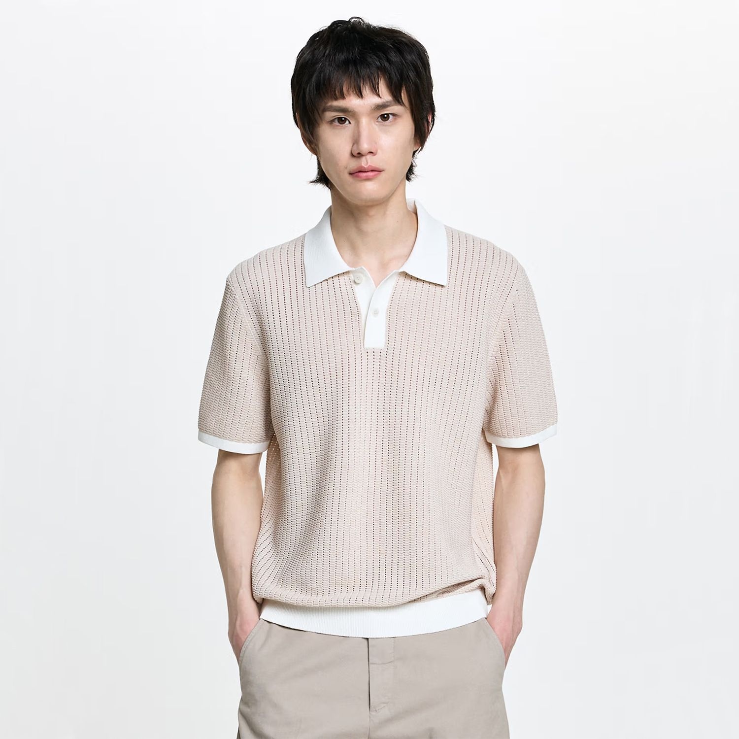 남성 페이퍼 크로셰 카라 니트 HZSW6B666I1