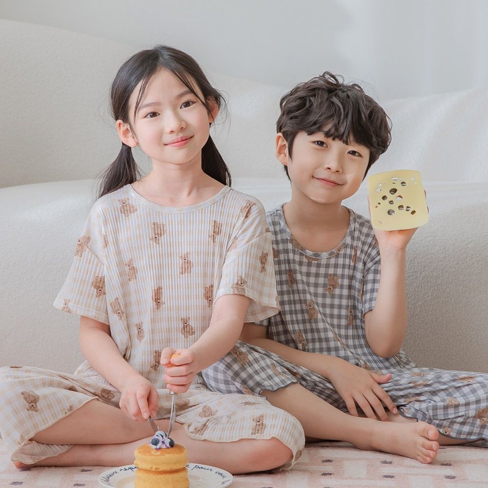 플리츠냉감 7부 아동잠옷SET_베어돌