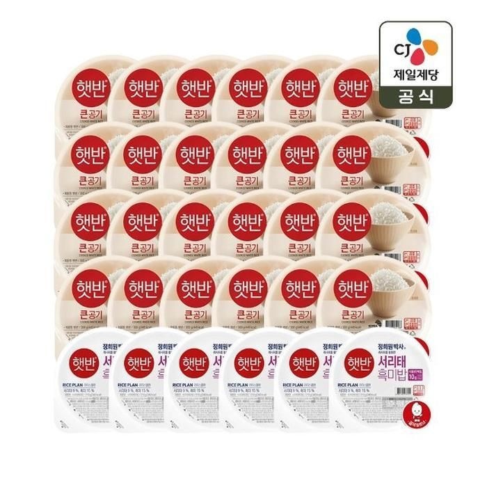 햇반 큰공기 300g x24개+서리태흑미밥 210g x6개