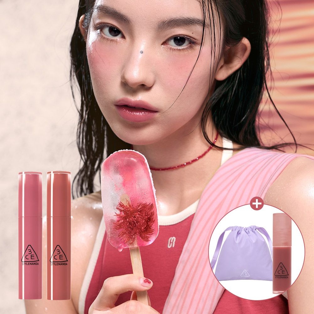 [오늘출발] 3CE 레이지 팝 립 스테인 2개[증정]미니틴트(랜덤)+글레이지파우치
