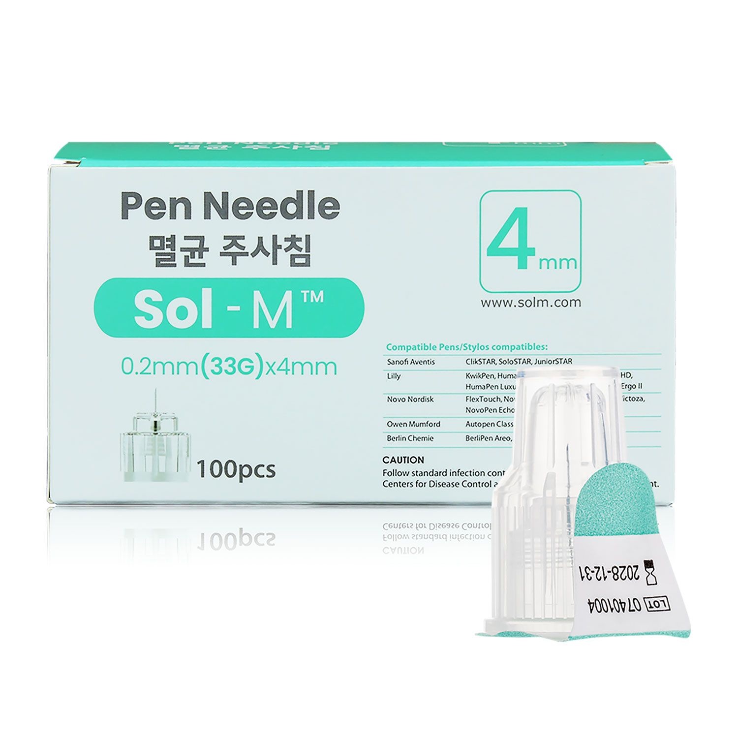 [오늘출발] Sol-M 솔엠 인슐린 펜니들 33G 4mm 100입 멸균 주사침 주사기 시린지 주사바늘