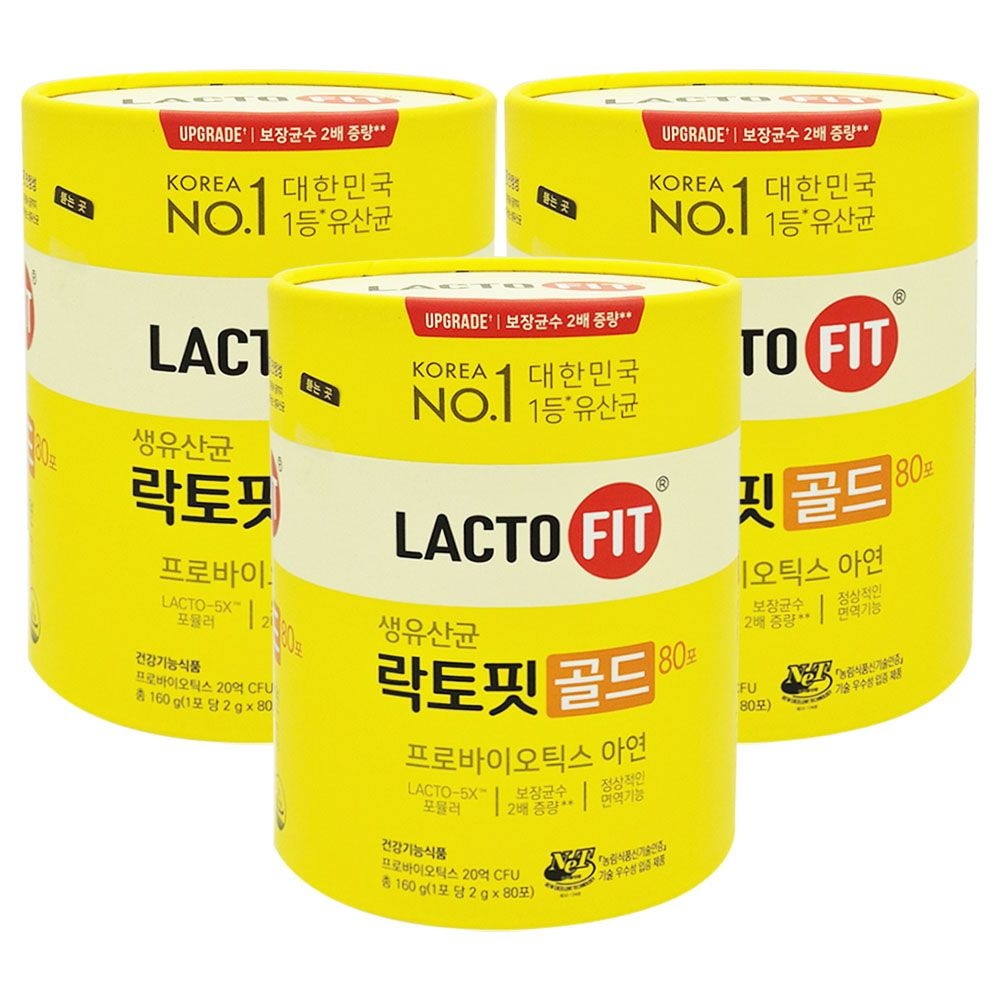 [오늘출발] 종근당건강 락토핏 골드 2g 80포 x 3개 아연 프로바이오틱스 온가족 유산균 D
