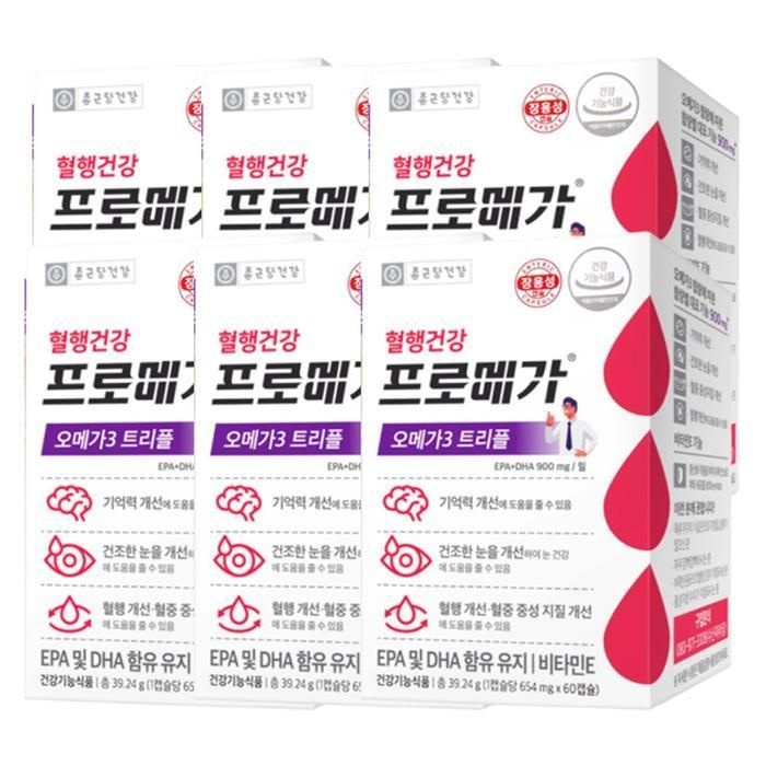 종근당건강 [종근당건강] 종근당건강 프로메가 오메가3 트리플 60캡슐 6개