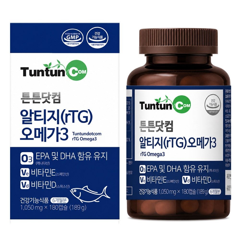 튼튼닷컴 알티지(rTG) 오메가3 (6개월분) / 대용량 3중 복합 기능성 / 1050 mg x 180 캡슐