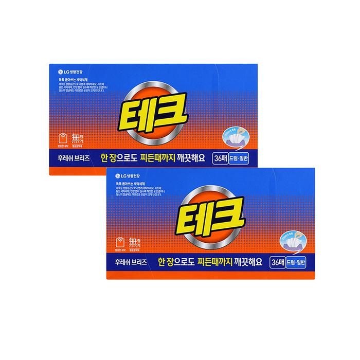 [테크] [테크] 간편시트 후레쉬브리즈 36매 x 2팩 드럼/일반 겸용
