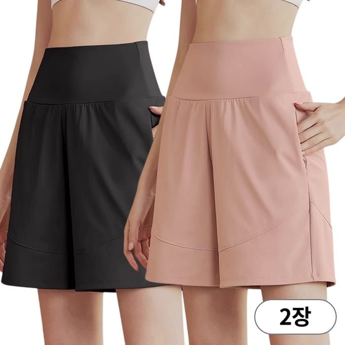 나바바 NP401 여성 1+  1 아이스 쿨링 하이웨스트 스포츠 반바지