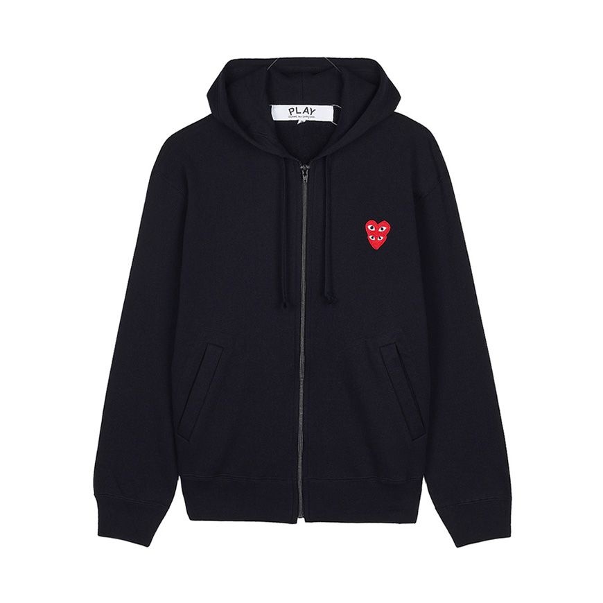 [꼼데가르송] SS26 공용 더블하트 와펜 후드집업 AZ T294 051 BLACK
