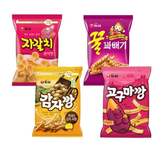 스낵4번들 32봉 자갈치 감자깡 고구마깡 꿀꽈배기
