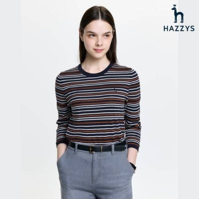 <매장정품> HAZZYS 헤지스 [26SS] 스트라이프 7부 크루넥 풀오버 HSSW6B202 HSSW6B202-EB 1899088