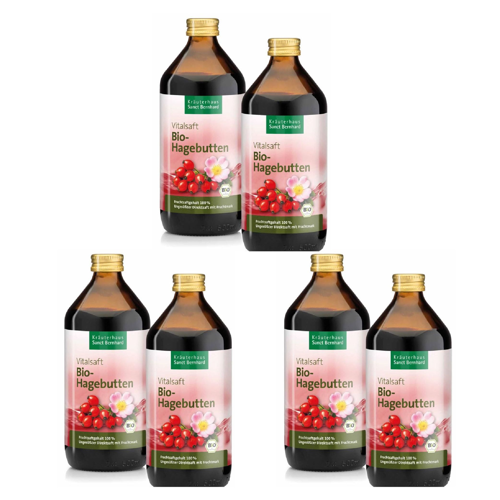 [해외] 독일 쌍트베른하르트 유기농 로즈힙 퓨레 바이탈 주스 500ml x 6병 무가당