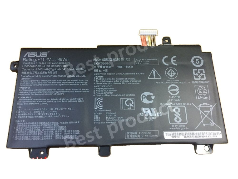 [해외] ASUS 게이밍 노트북 배터리 B31N1726 GL502VM ZX60V FX504GM S5V FX86F 내장형