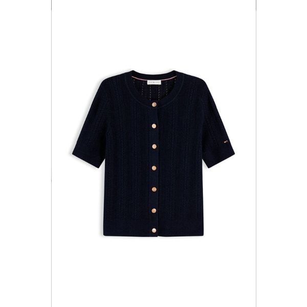 <매장정품> TOMMY HILFIGER 타미힐피거 T22G6KCD030WT2 골드 버튼 케이블 크루넥 가디건 1889756