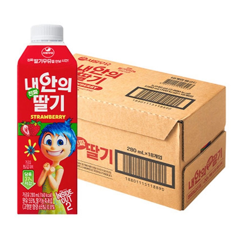 서울우유 내안의 진짜 딸기우유 280ml 18개입