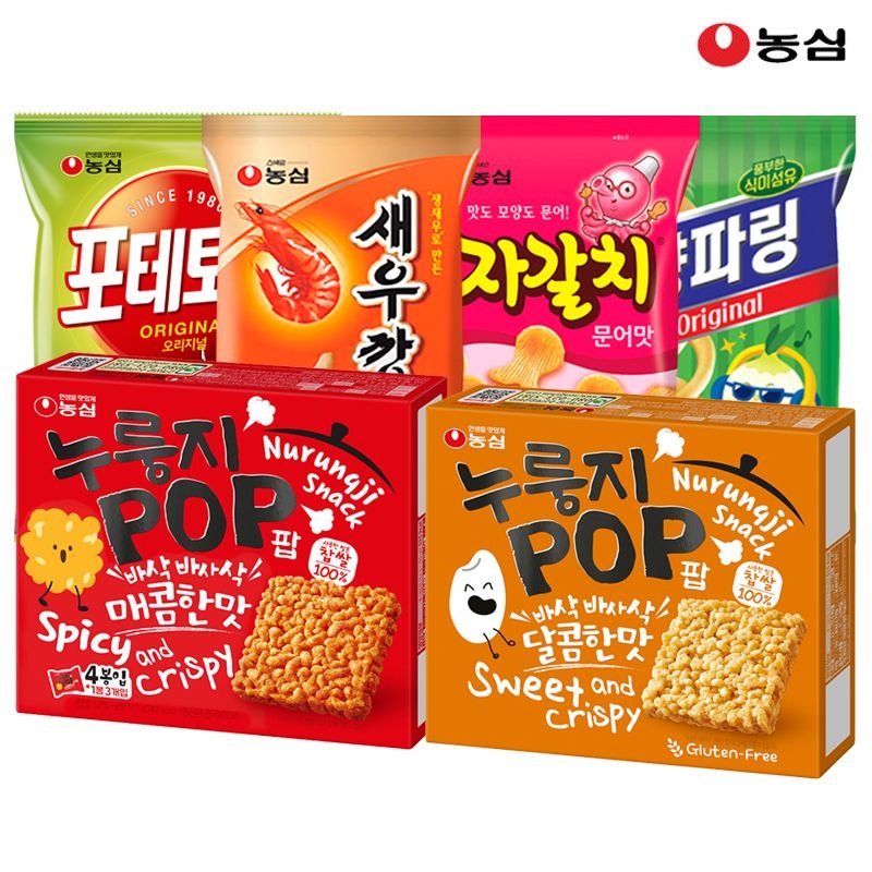 [롯데온] 누룽지팝2개+자갈치2개+포테토칩2개+양파링2개