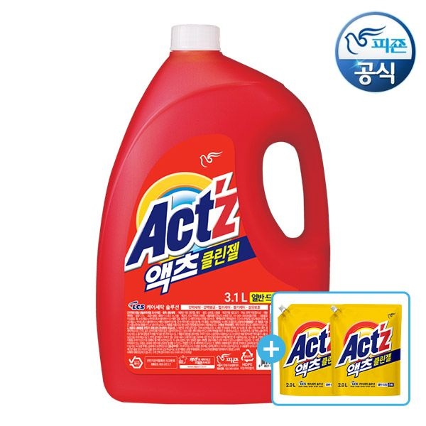 [롯데온] 액츠 세탁세제 클린젤 3.1L 1개 + 2L 리필 2개 증정