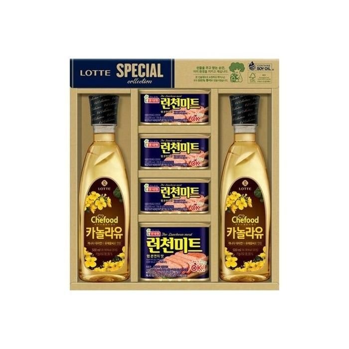 롯데푸드 프리미엄 혼합7호(ECO)(런천미트200g 3개,런천미트340g, 카놀라유500ml2개)4개