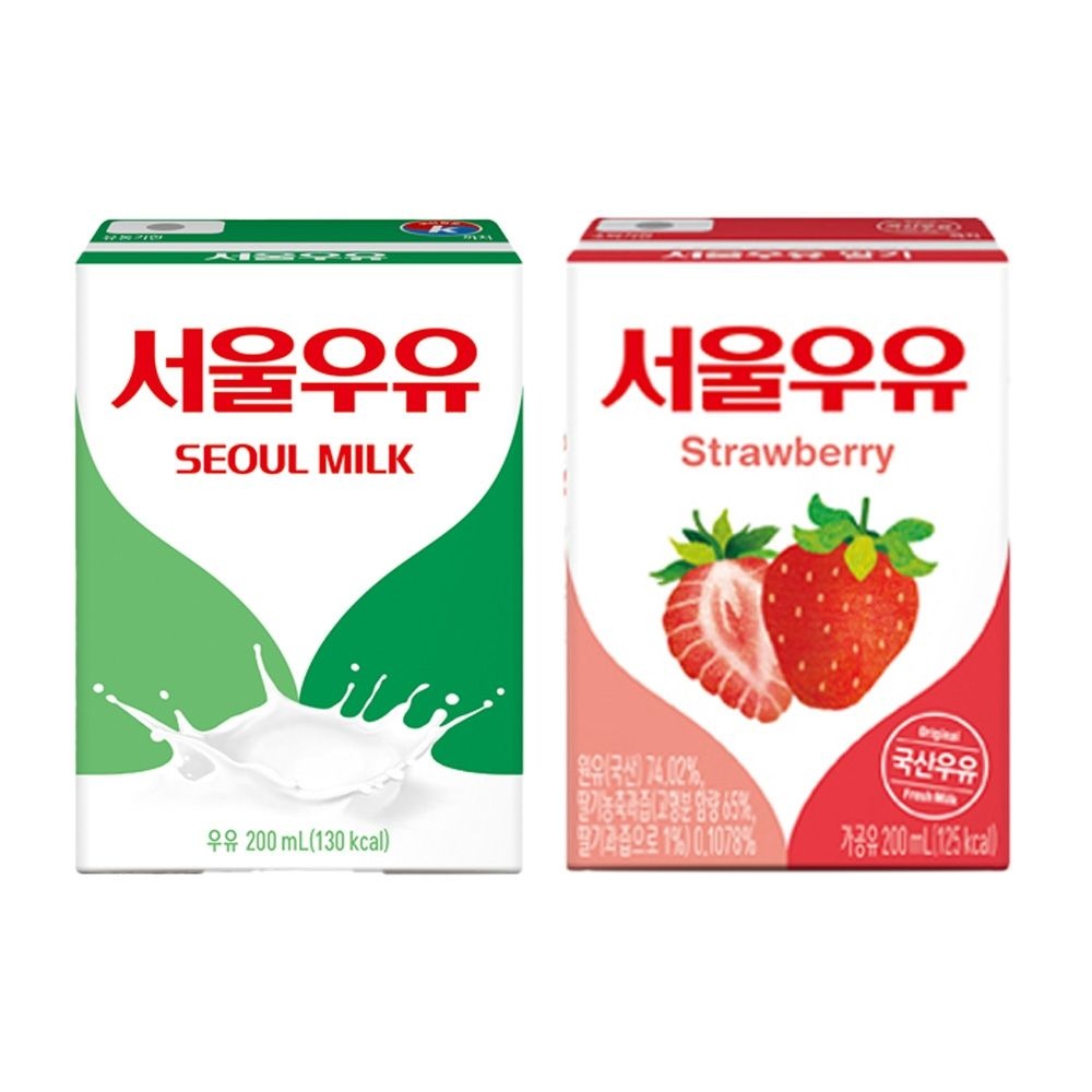 서울우유 멸균우유12개+딸기우유12개 200ml 24개입