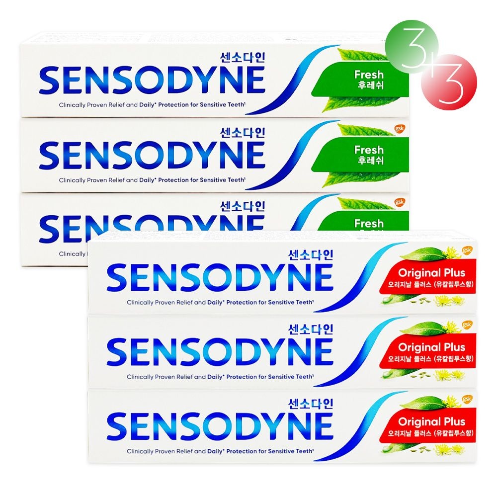 센소다인 치약 100g 6개 세트 / 오리지날 플러스 3개+후레쉬 3개