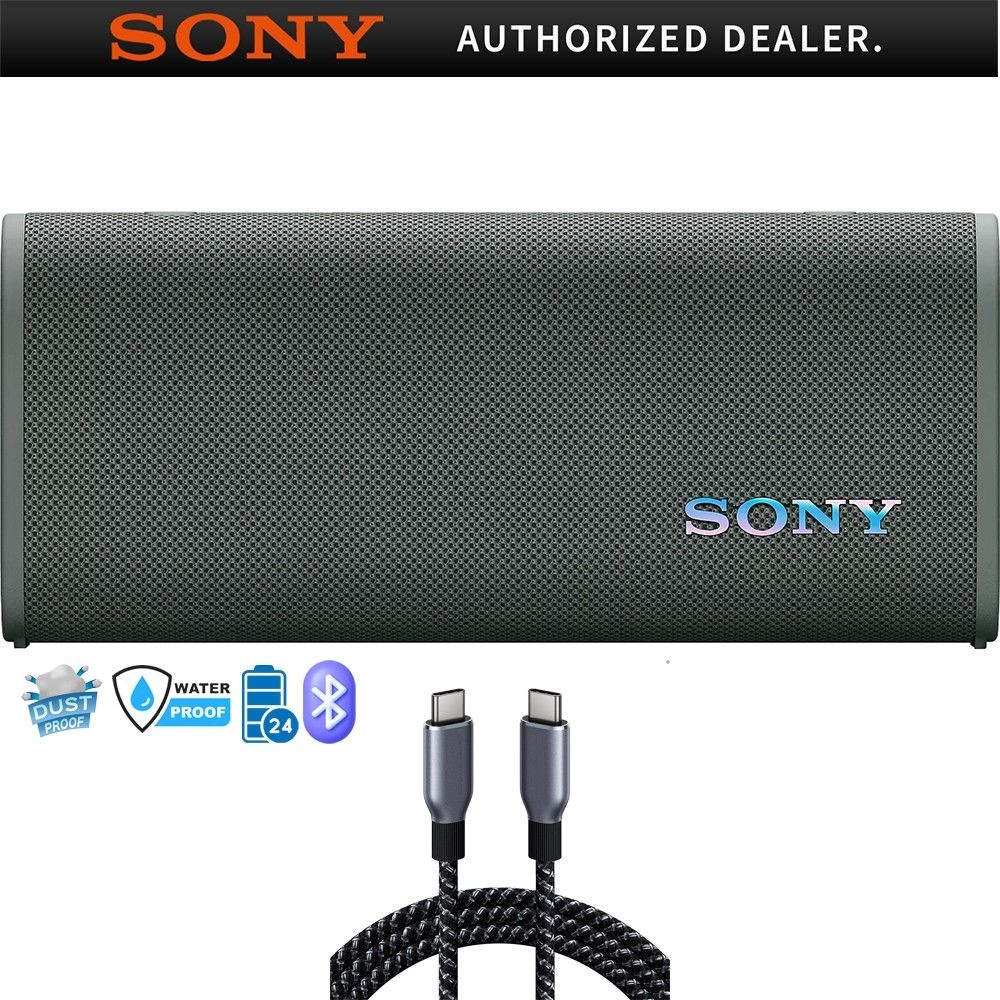 소니 ULT 필드 3 무선 휴대용 블루투스 스피커 + 6피트 꼬임 방지 USB-C to USB-C 케이블 923348
