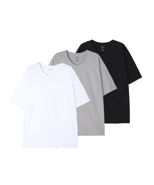 노이즈 [3PACK] 에센셜 U넥 티셔츠 - 3 COLOR 반소매 티셔츠 NM5APB21343P