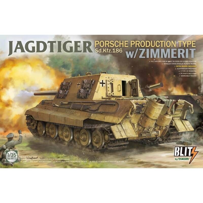 Bronco [해외] 프라모델 TAKOM JagdTiger Sd.Kfz 8012 1/35 체중계 186 포르쉐 생산 유형 짐머릿 모델 키트 포함