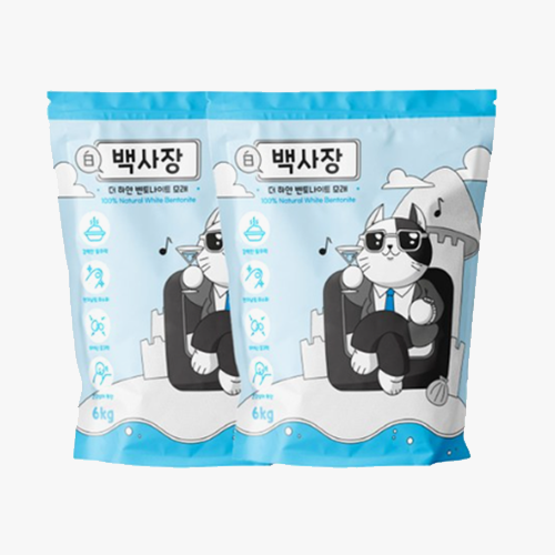 백사장 가성비 고양이모래 무향 벤토나이트 6kg x 2개