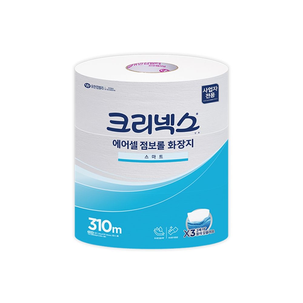 [오늘출발] 크리넥스 에어셀 점보롤 화장지 스마트 310m 3롤 1팩 45391