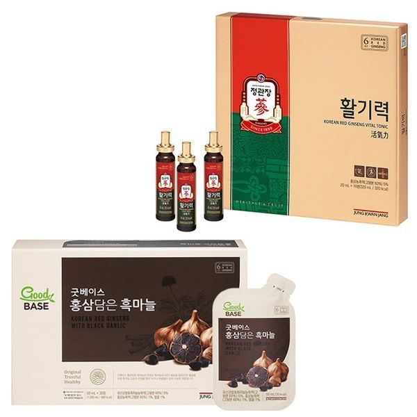 정관장 굿베이스 홍삼담은 흑마늘 50ml x 30포 + 활기력 20ml x 16병