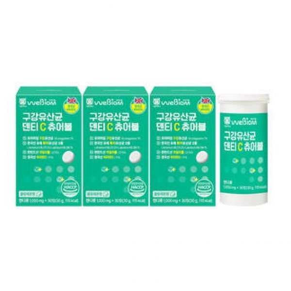 위바이옴 구강유산균 덴티C 츄어블 1000mg 30정, 3개
