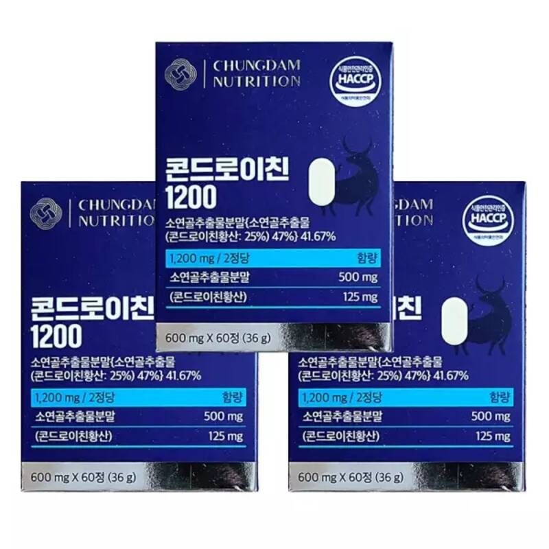 청담뉴트리션 콘드로이친 1200 600mg x 60정 3개