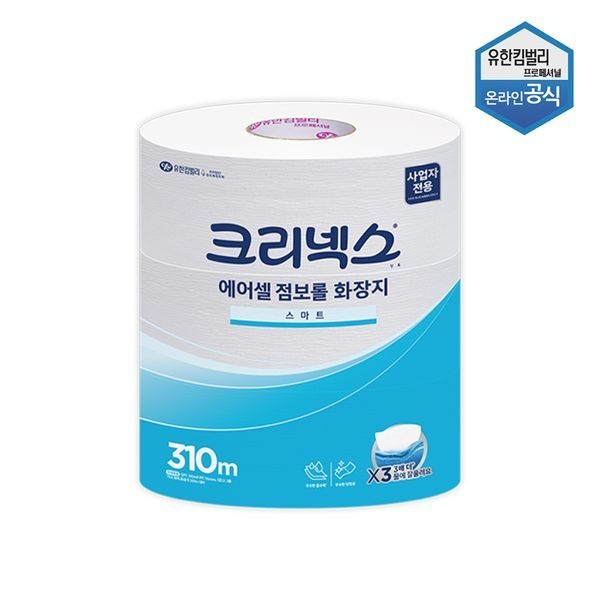 크리넥스 [하프클럽]크리넥스 에어셀 점보롤 화장지 스마트 310m 3롤 x 1팩 45391