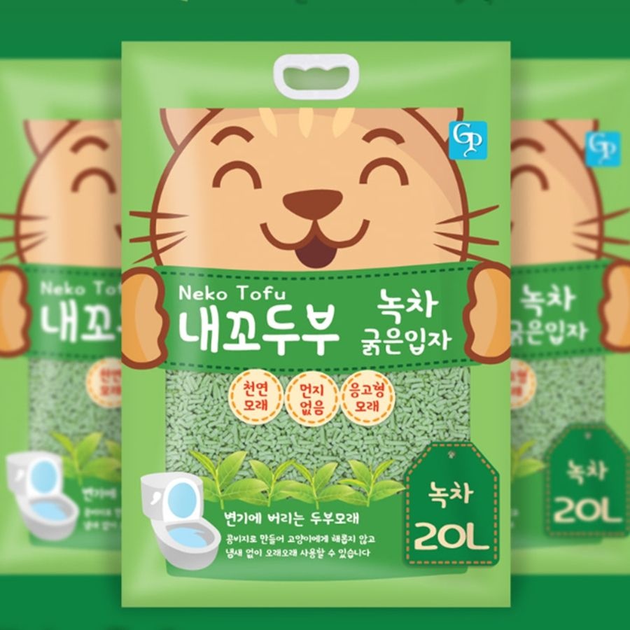 내꼬두부 고양이모래 먼지없는 정직한 두부모래 굵은입자 녹차 20L