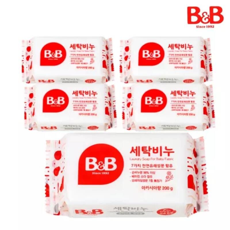 비앤비 유아의류용 세탁비누 아카시아향 200g 5개