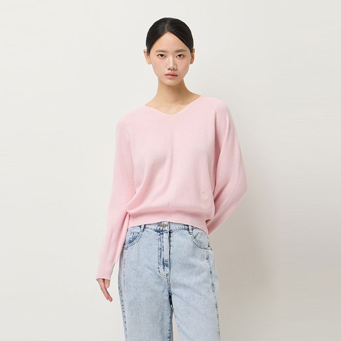 시슬리 캐시 블렌드 홀가먼트 브이넥 니트_SAKP43561PK