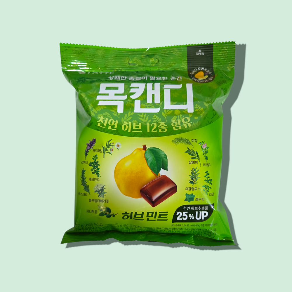 롯데제과 목캔디 허브 217g x6 (1박스)