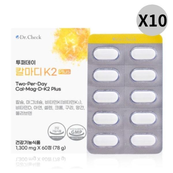 [하프클럽]닥터체크 칼마디 K2 Plus 투퍼데이 뼈 건강 60정 X10