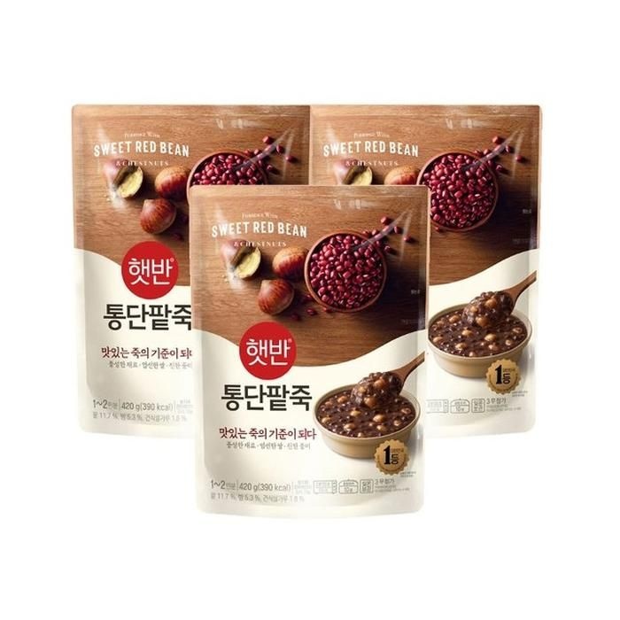 햇반죽 통단팥죽 420g x3개 비비고죽 리뉴얼