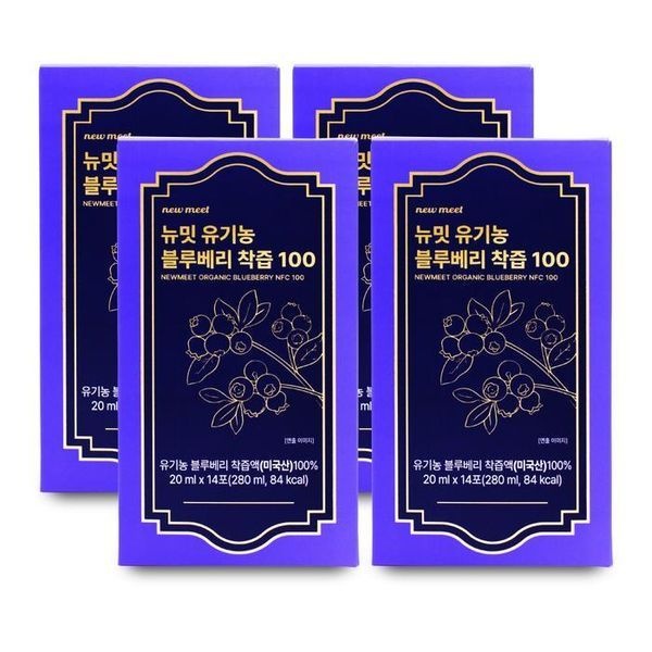[하프클럽]뉴밋 유기농 블루베리 착즙 100 20ml x 14포 X 4박스 I