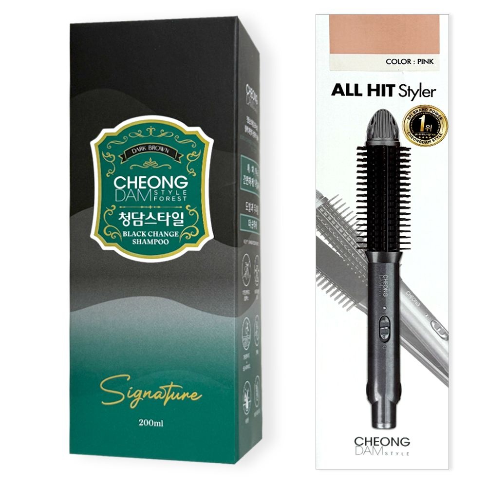 청담스타일 포레스트 블랙체인지 염색샴푸 시그니처 흑갈색 200ml + 고데기