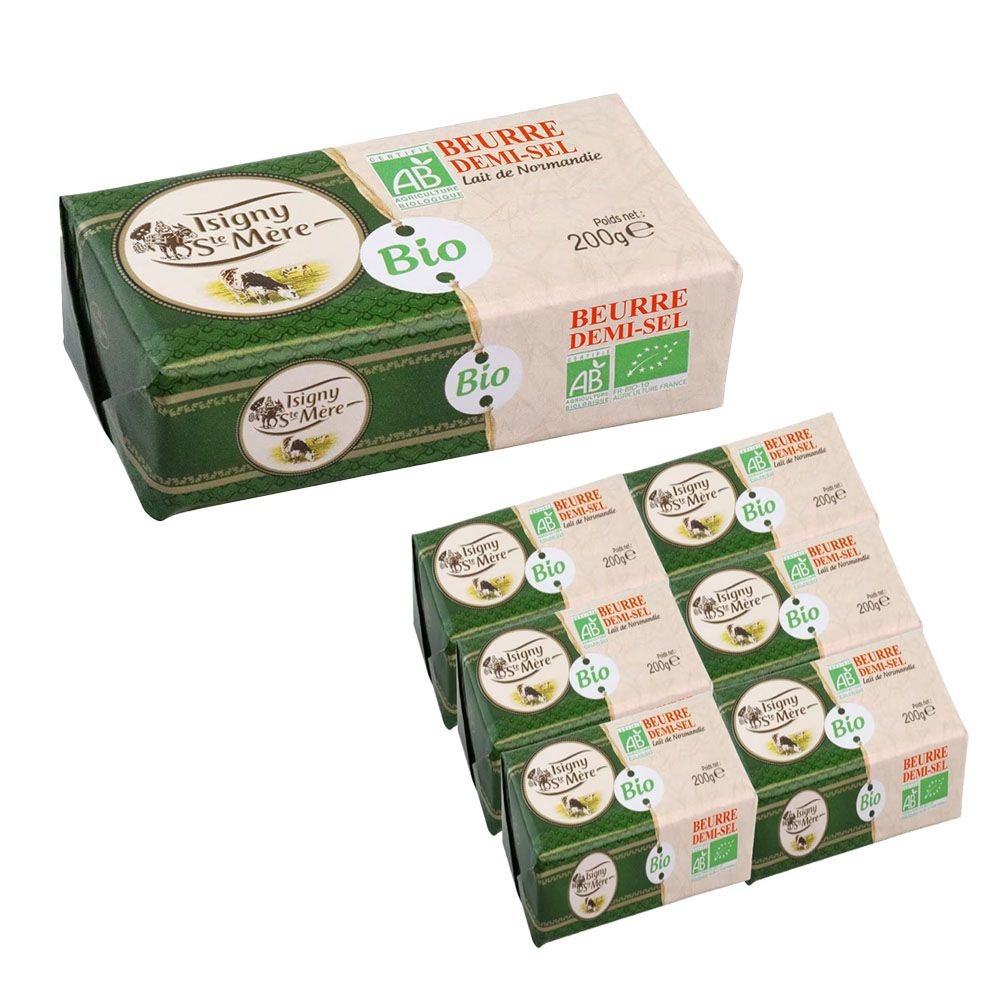 ISIGNY 유기농가염버터200g x 6 종이포장 대용량 프랑스 이즈니 오가닉 산뜻한 맛