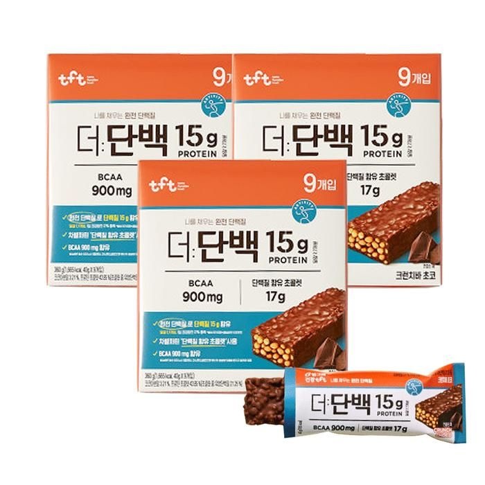 [빙그레] 빙그레 더단백 크런치바 초코 40g 27개 에너지바 디저트