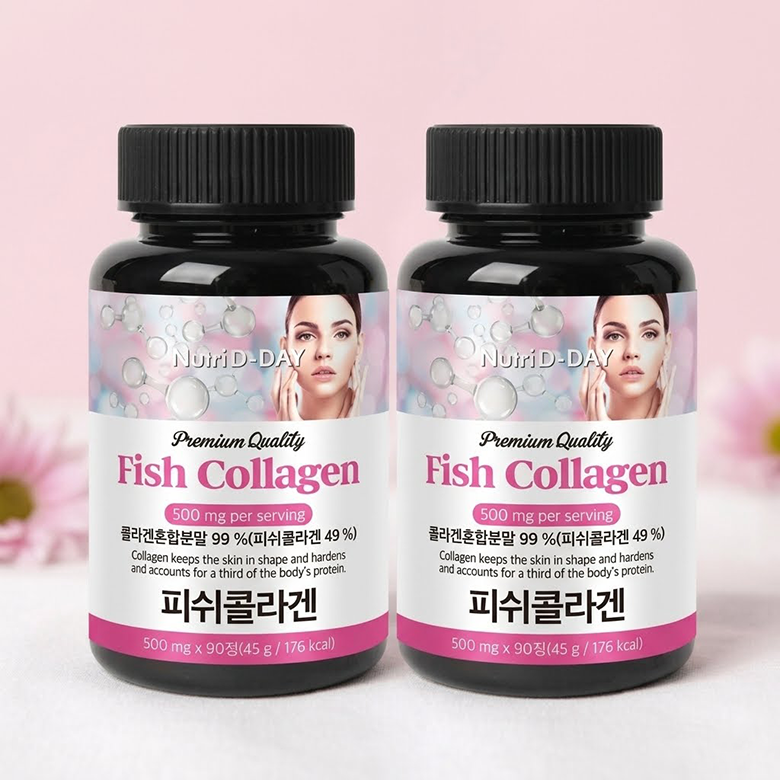 뉴트리디데이 프리미엄 저분자 피쉬 콜라겐 타블렛 90정 2병(총6개월분)