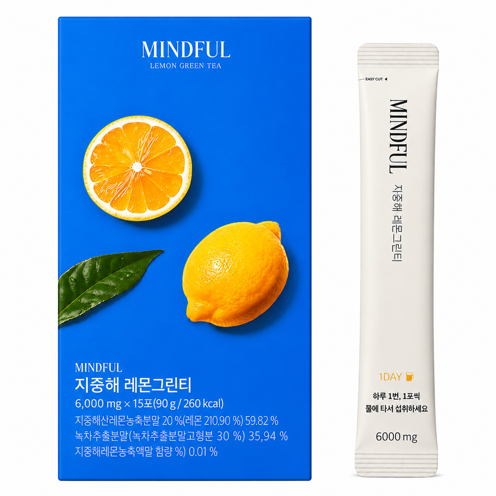 푸드올로지 마인드풀 지중해 레몬그린티 6g x 15회분, 1개