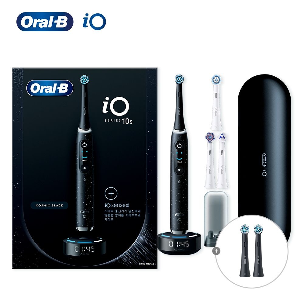 [신제품] 오랄비 iO10 전동칫솔 코스믹 블랙 (본품 1개+추가 리필모 2입) + 구강키트증정(한정수량)