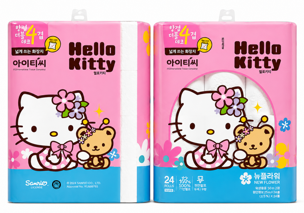 아이티씨 헬로키티 4겹 플라워 화장지 25m 24롤 2팩