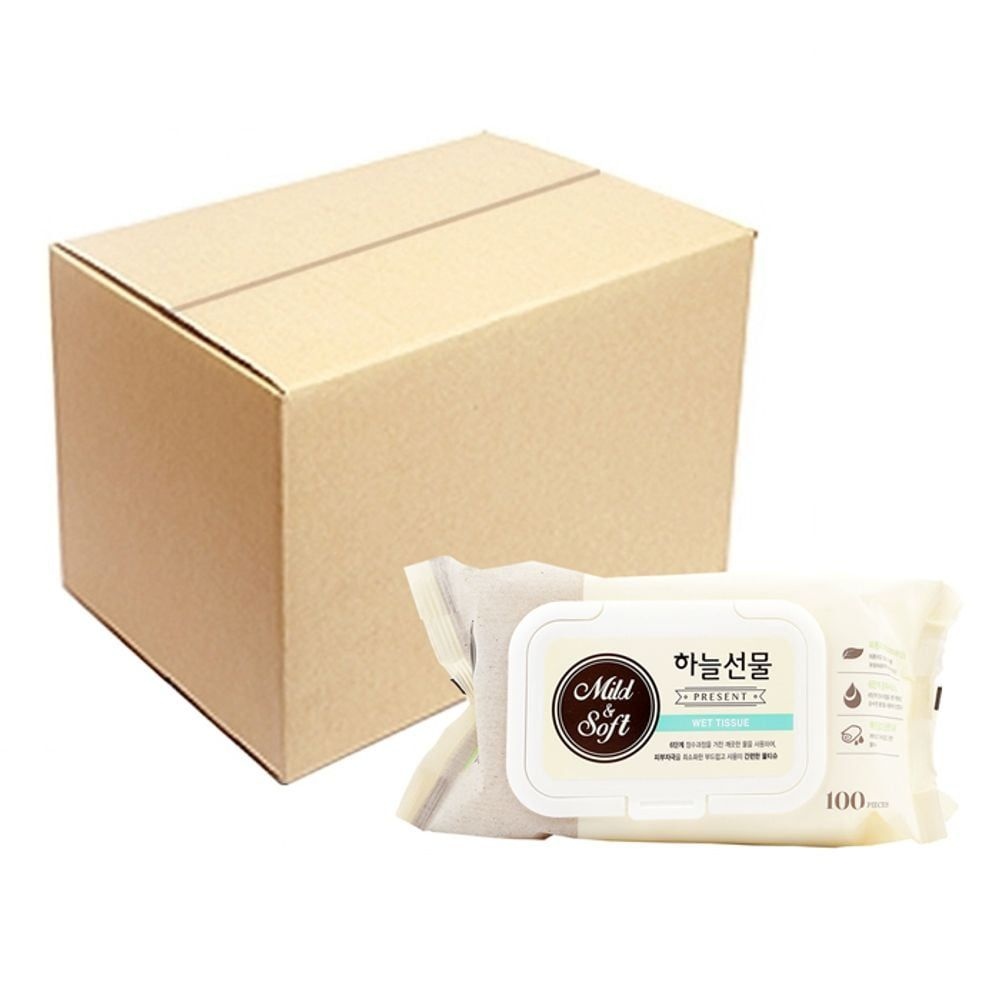 대용량 박스 출고 캡형 하늘선물 물티슈 100매 24개 물티슈 대용량 대량 캡형 걸레 고급 휴지